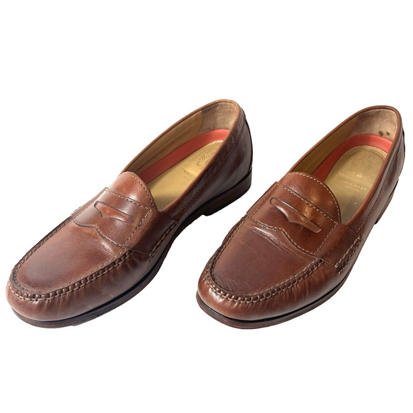 Cole Haan Grand.Os Pinch Hand Sewn Brown Leather Penny Loafer Shoe Mens Sz 10.5M - Picture 1 of 12